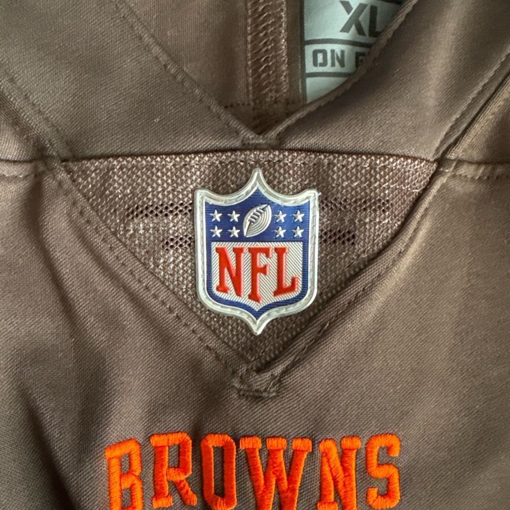 NFL Men's Dark Brown and Bright Orange Jersey - Picture 5 of 6